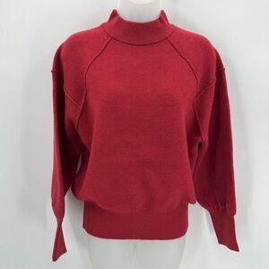 Leela & Lavender Sweater Women’s S Heather Red Mock Neck Exposed Seam-flaw NWD
